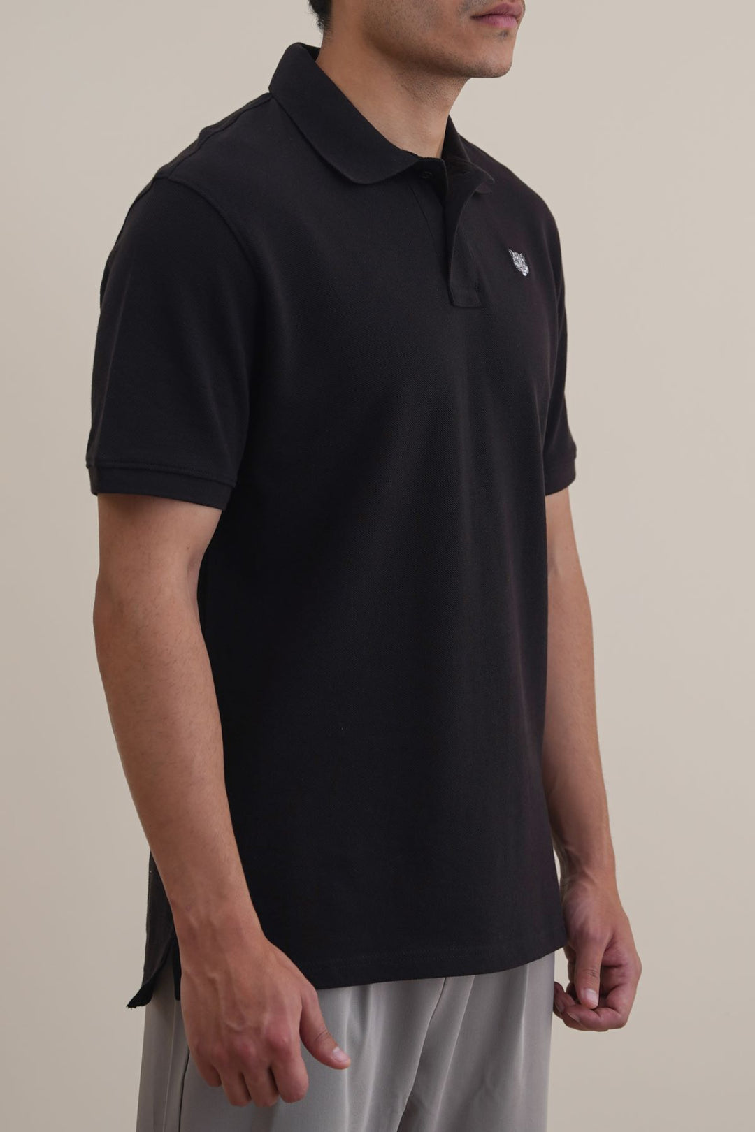 BLACK PIQUE POLO SHIRT