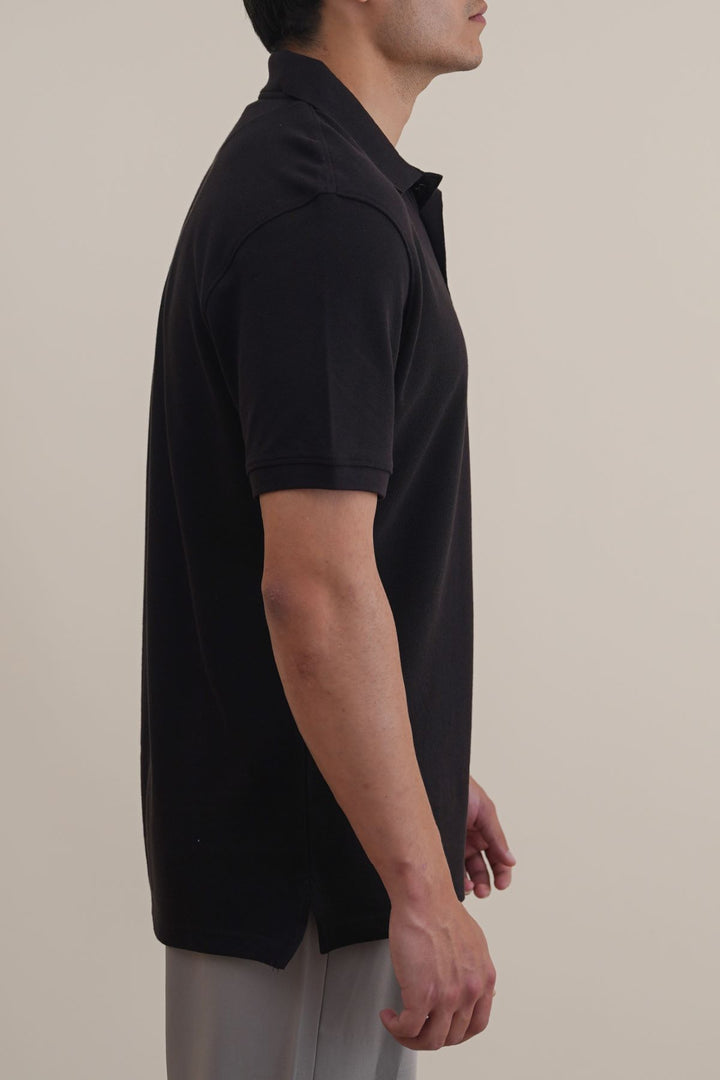 BLACK PIQUE POLO SHIRT