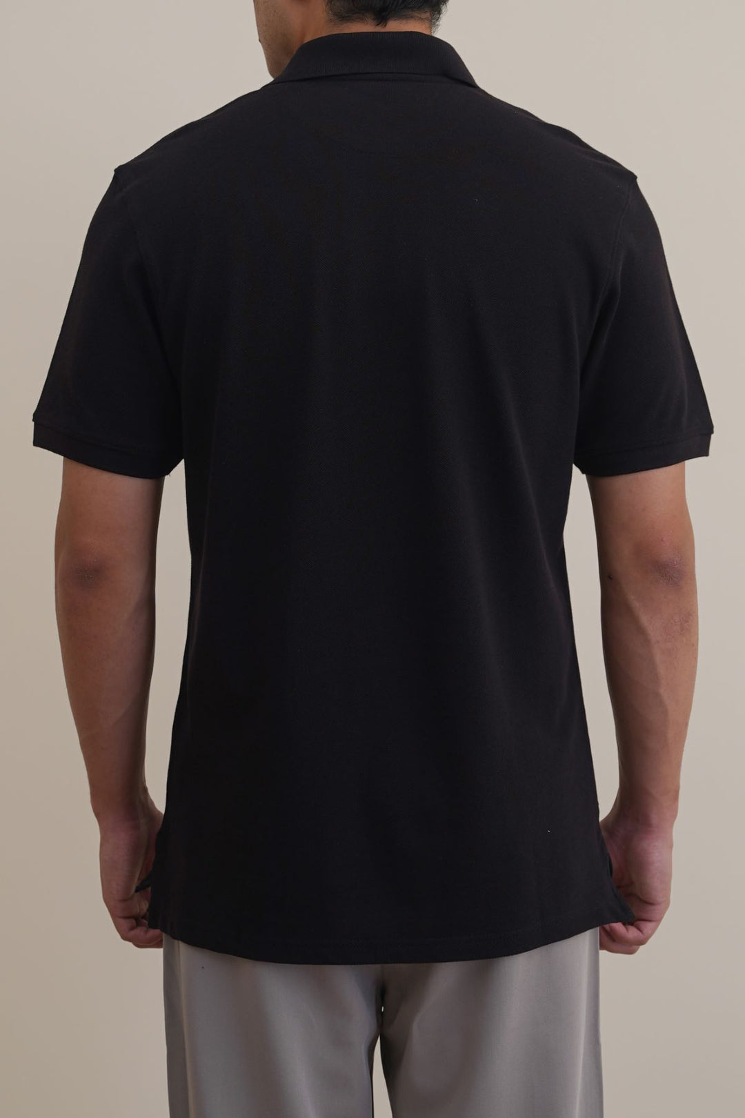 BLACK PIQUE POLO SHIRT