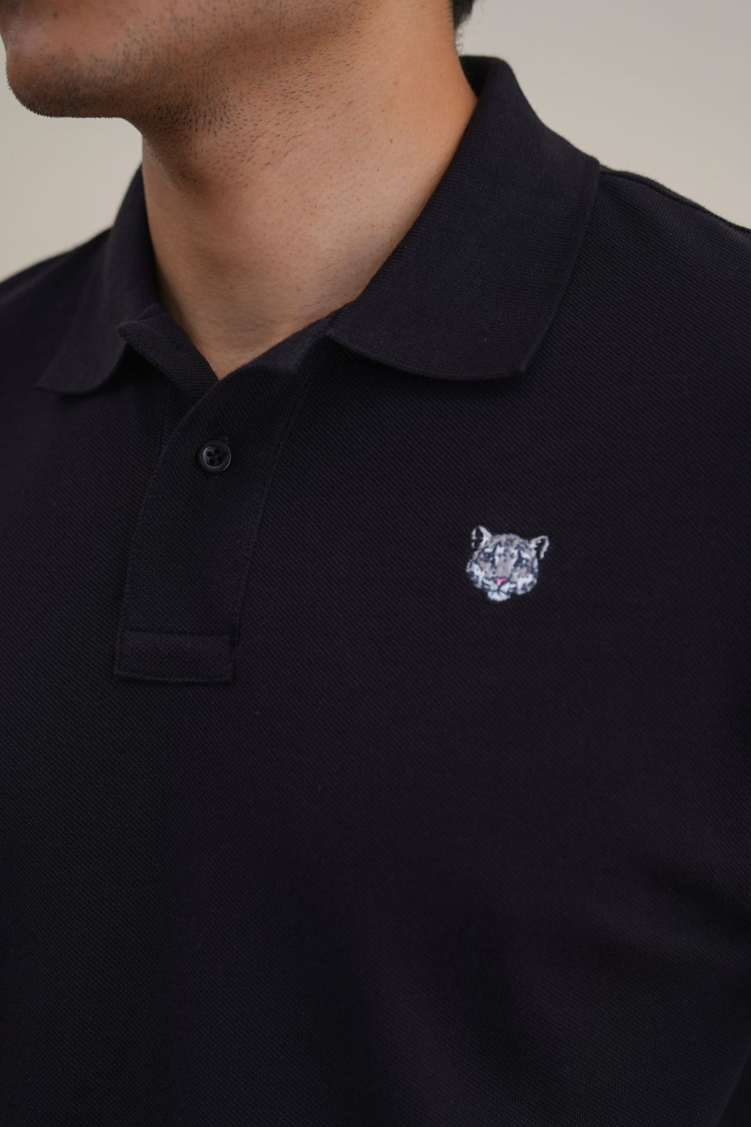 BLACK PIQUE POLO SHIRT