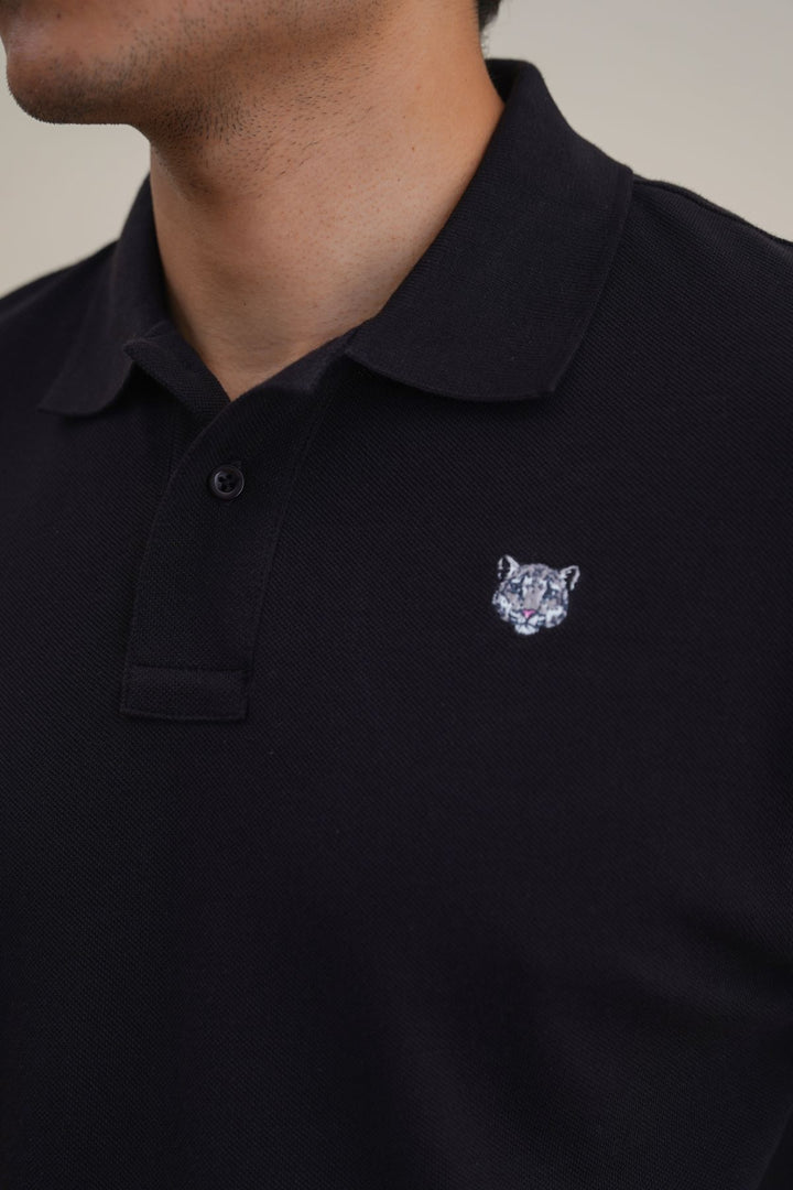 BLACK PIQUE POLO SHIRT