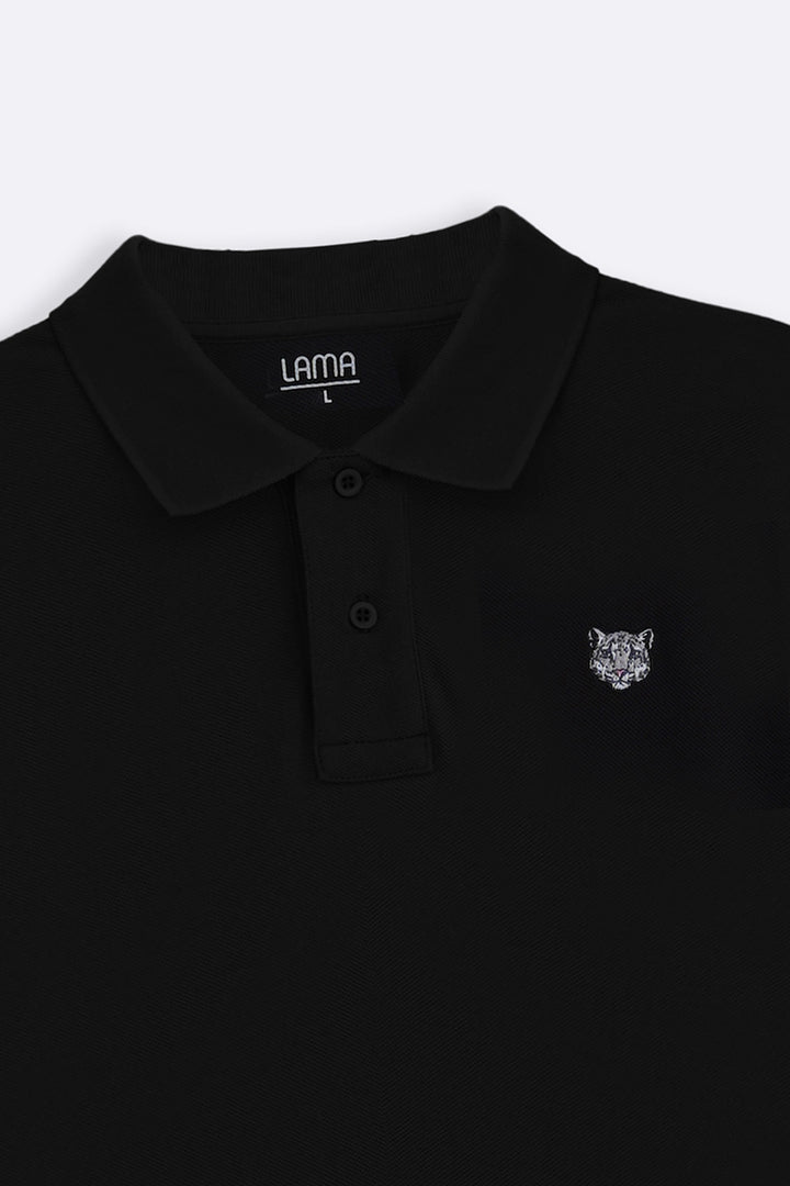 BLACK PIQUE POLO SHIRT