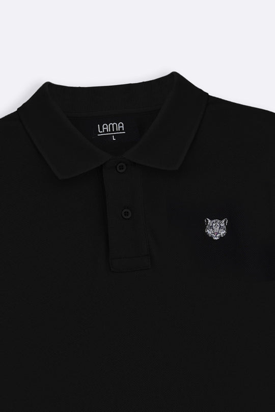 BLACK PIQUE POLO SHIRT