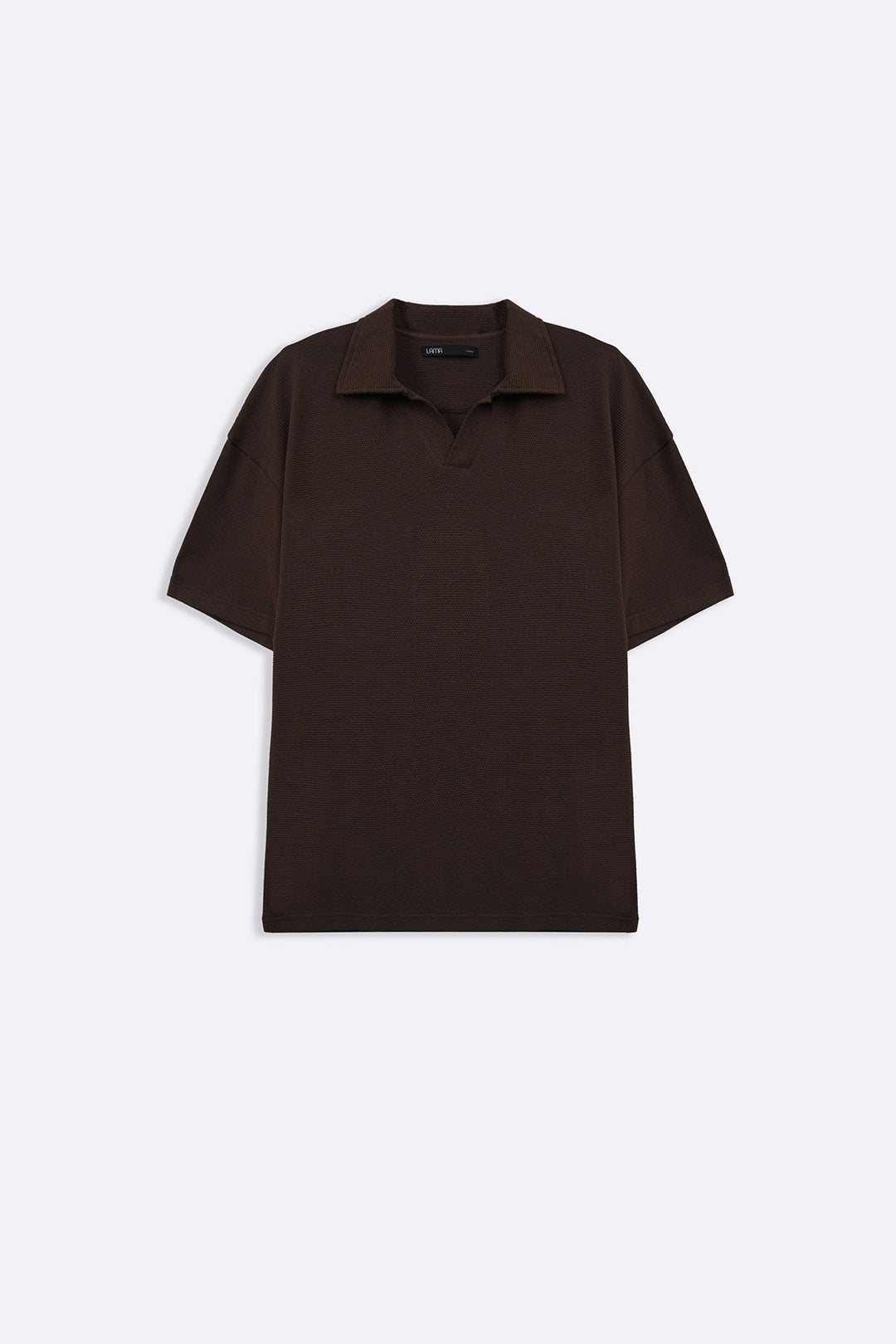 BROWN OPEN COLLAR RESORT POLO