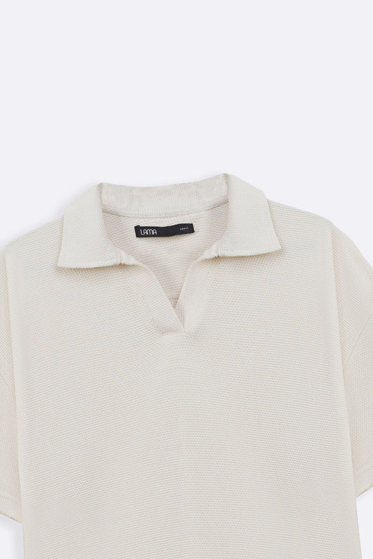 IVORY OPEN COLLAR RESORT POLO