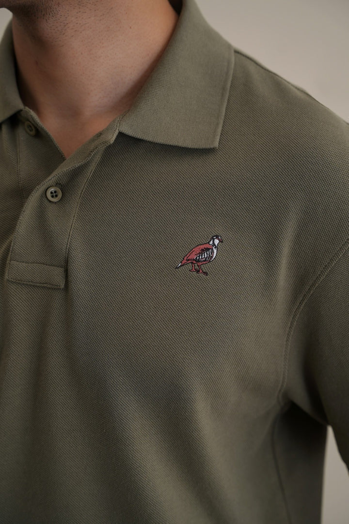 OLIVE PIQUE POLO SHIRT