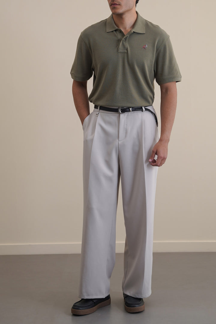 OLIVE PIQUE POLO SHIRT