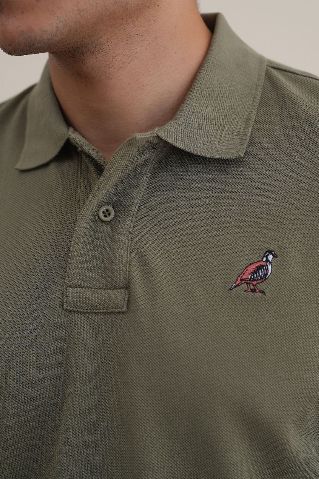 OLIVE PIQUE POLO SHIRT