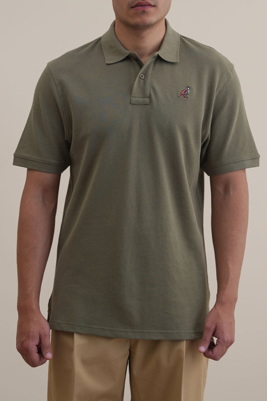 OLIVE PIQUE POLO SHIRT