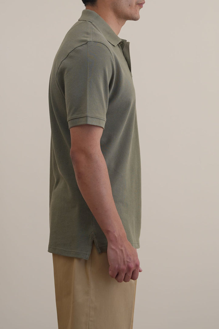 OLIVE PIQUE POLO SHIRT