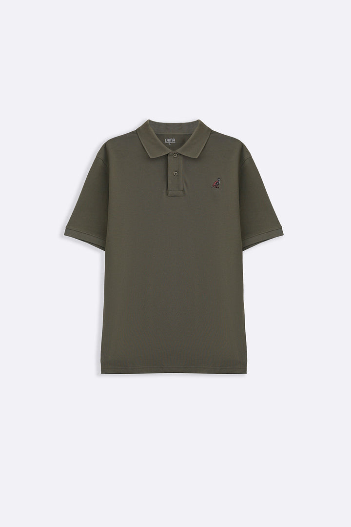 OLIVE PIQUE POLO SHIRT