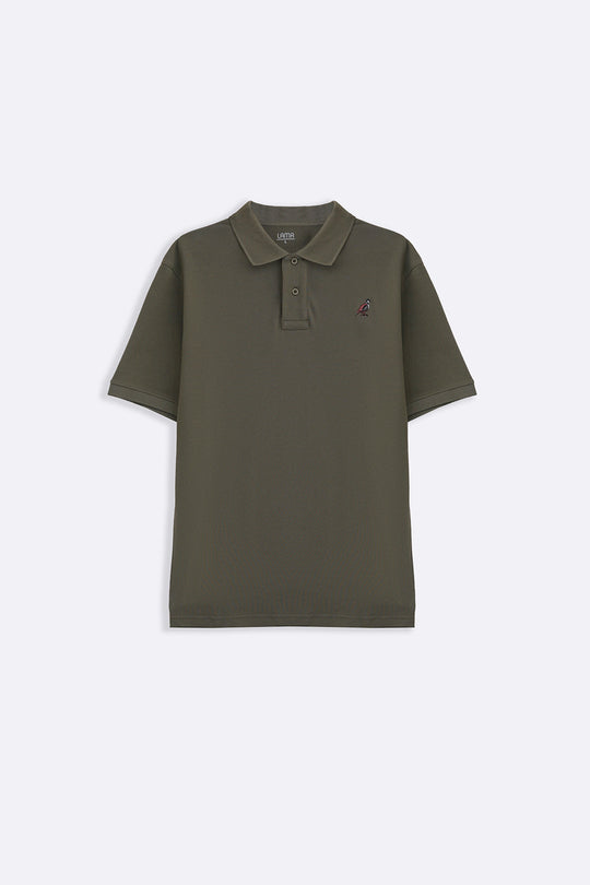 OLIVE PIQUE POLO SHIRT