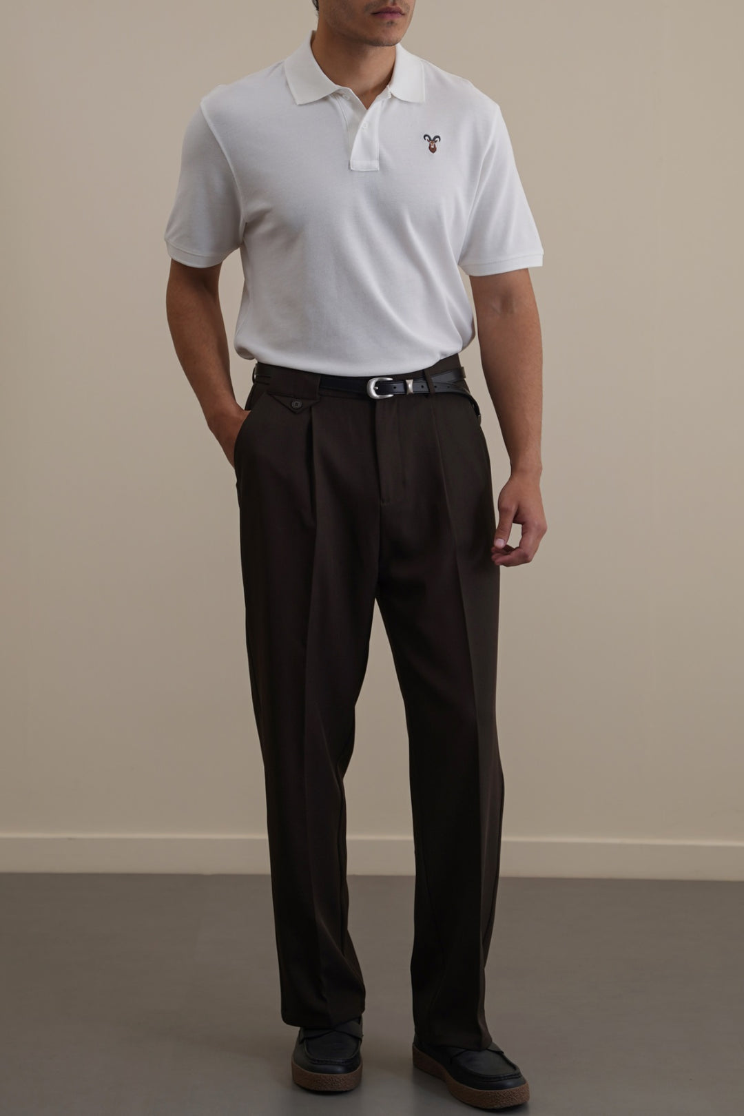 WHITE PIQUE POLO SHIRT