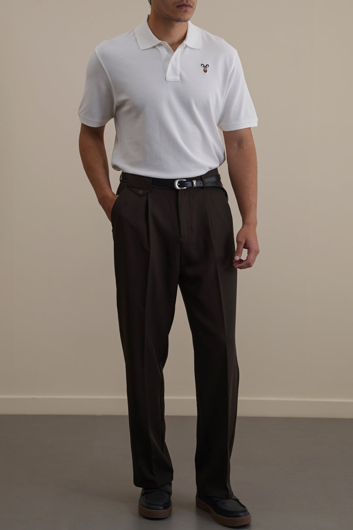WHITE PIQUE POLO SHIRT