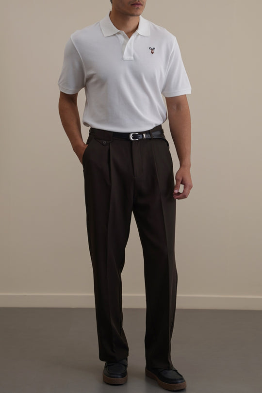 WHITE PIQUE POLO SHIRT