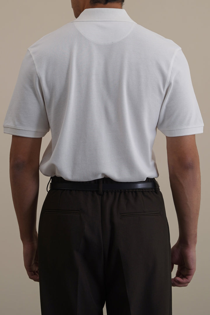 WHITE PIQUE POLO SHIRT