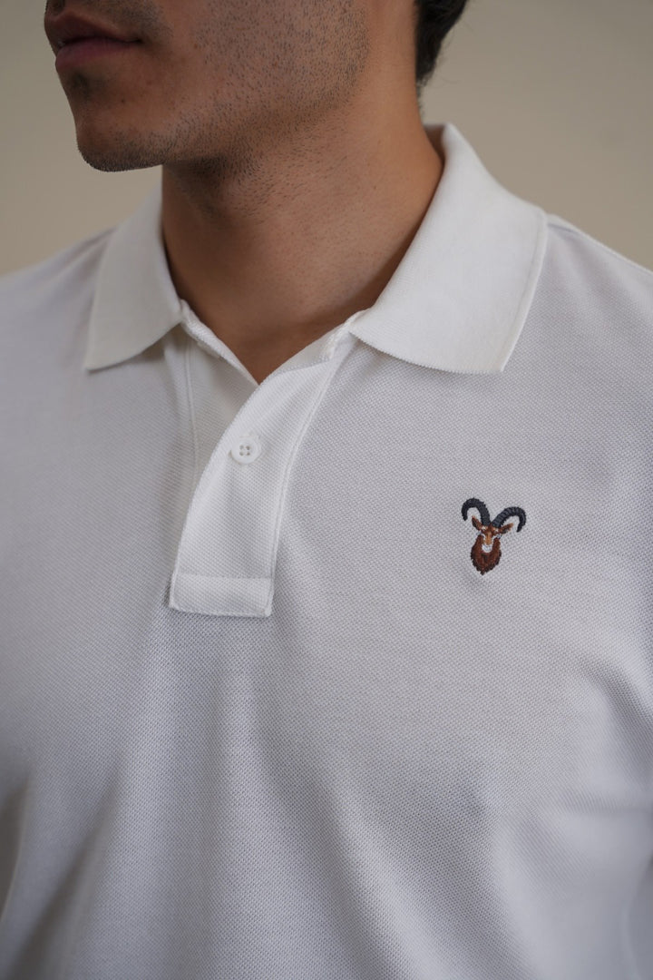 WHITE PIQUE POLO SHIRT