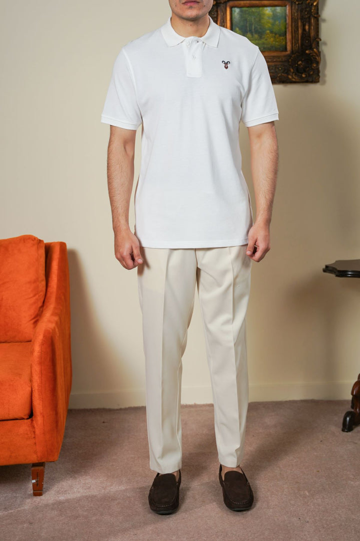 WHITE PIQUE POLO SHIRT