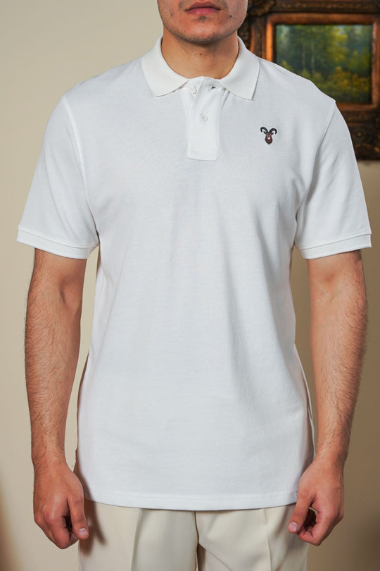 WHITE PIQUE POLO SHIRT