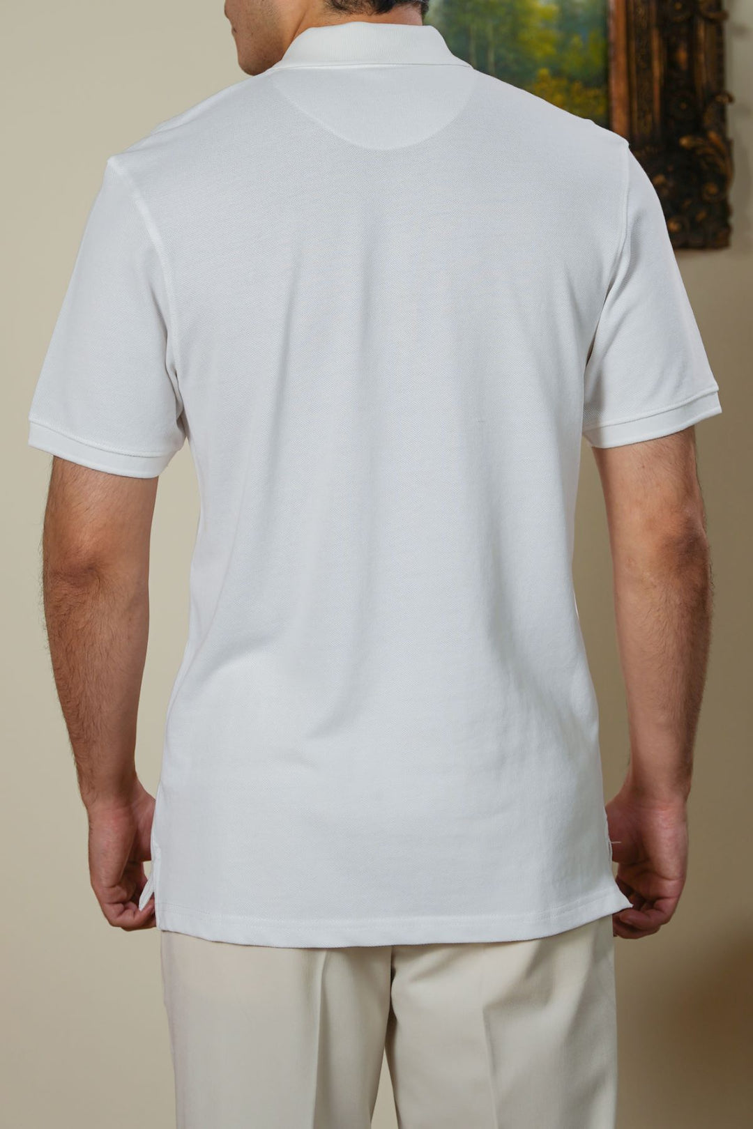 WHITE PIQUE POLO SHIRT