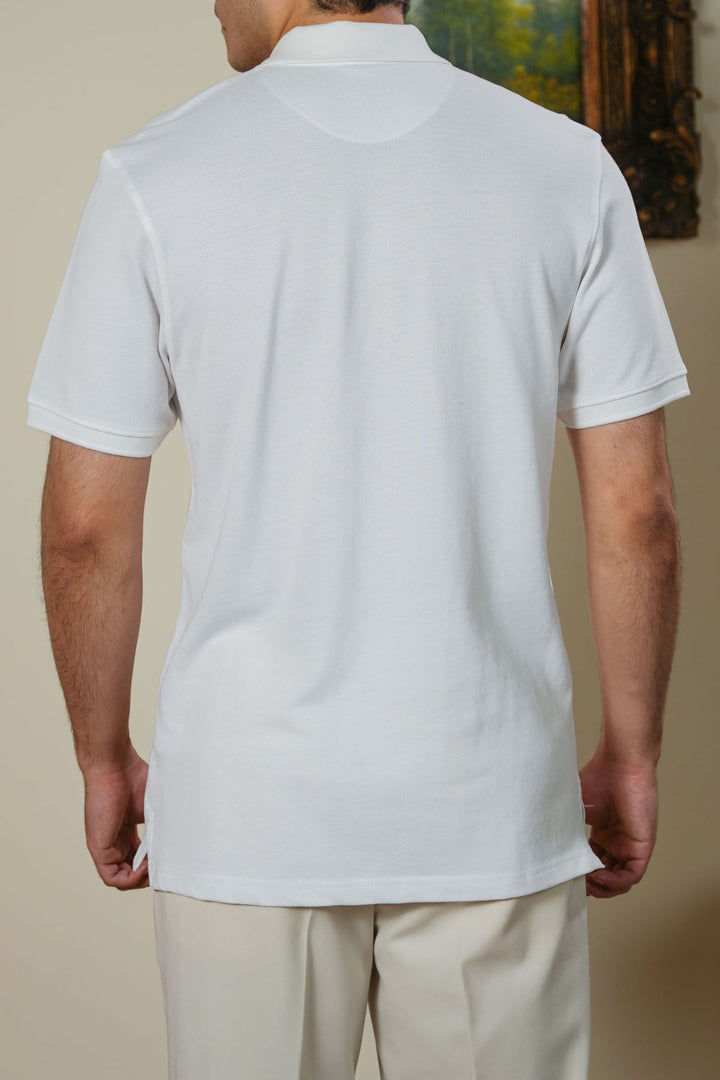 WHITE PIQUE POLO SHIRT