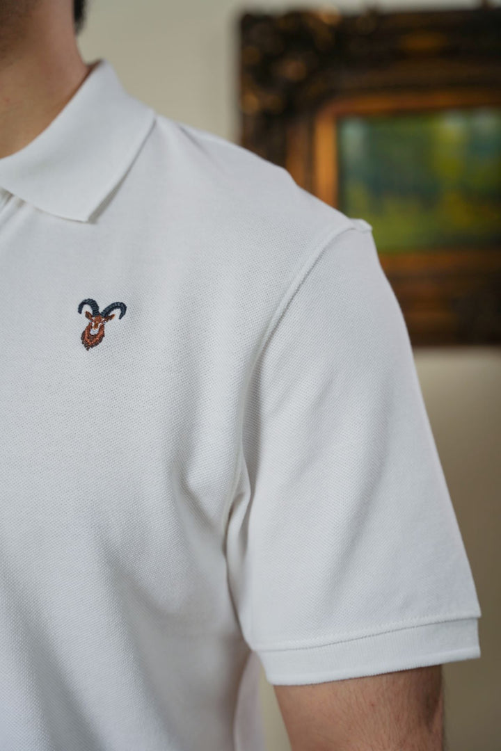 WHITE PIQUE POLO SHIRT