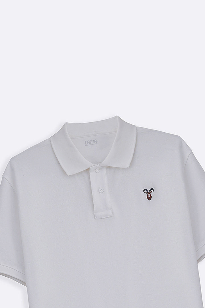 WHITE PIQUE POLO SHIRT