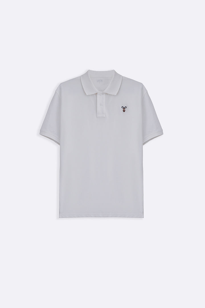 WHITE PIQUE POLO SHIRT