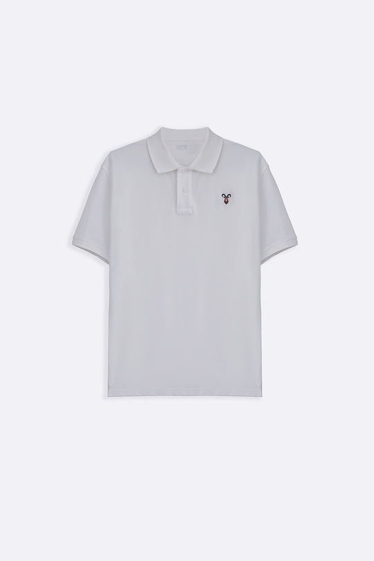 WHITE PIQUE POLO SHIRT