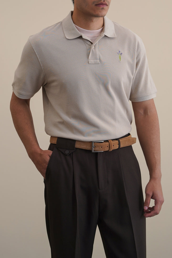SAND PIQUE POLO SHIRT