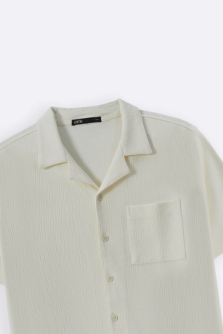 CREAM TEXTURED KNITTED SHIRT