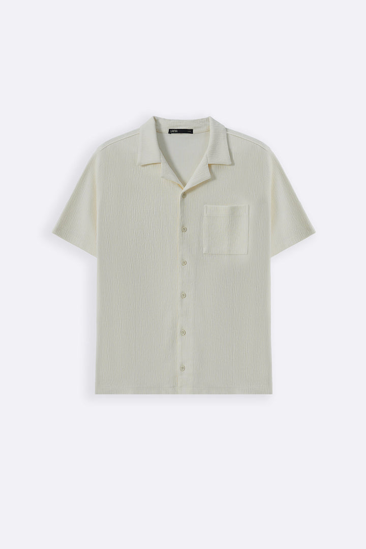 CREAM TEXTURED KNITTED SHIRT