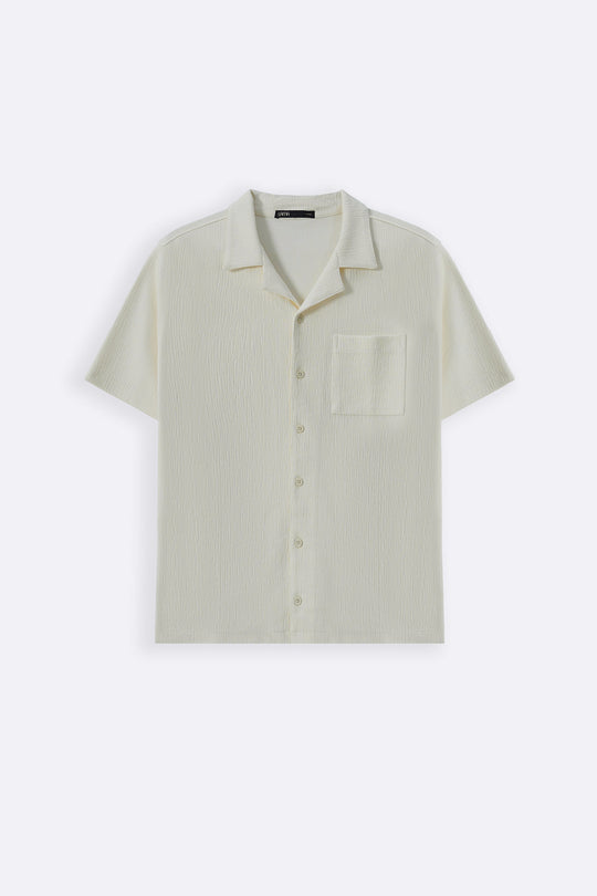 CREAM TEXTURED KNITTED SHIRT