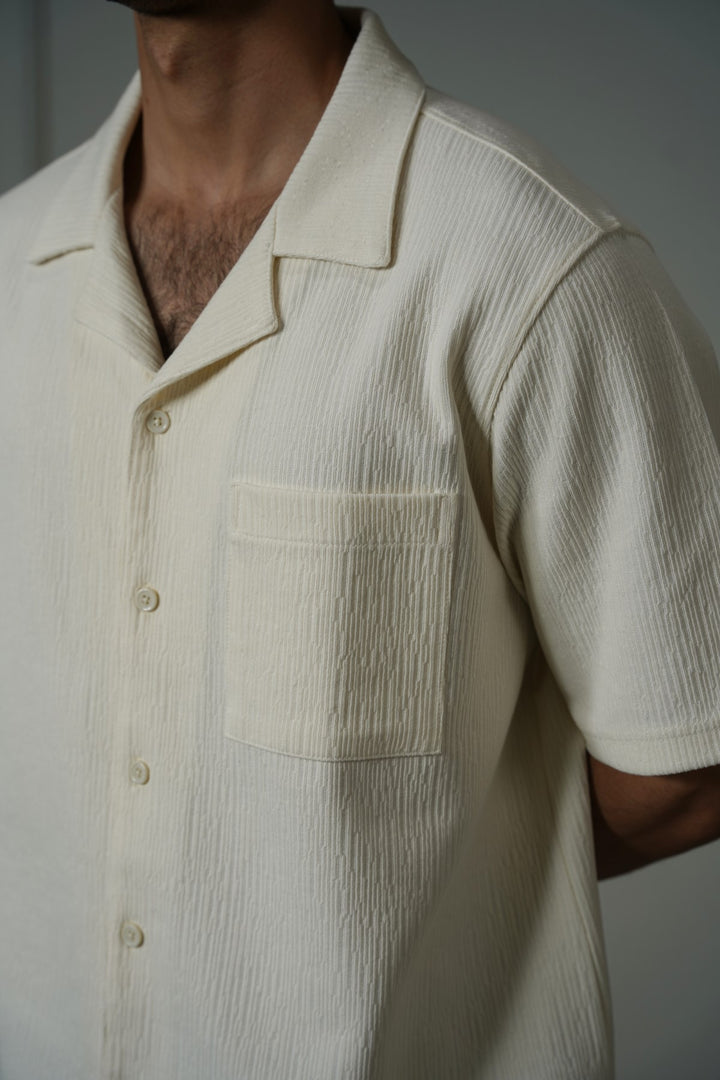 CREAM TEXTURED KNITTED SHIRT