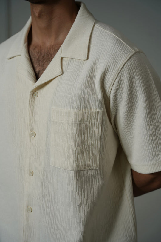 CREAM TEXTURED KNITTED SHIRT
