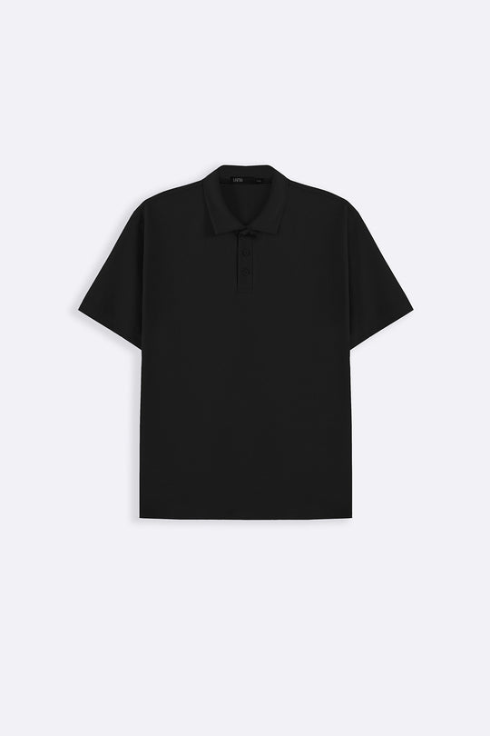 BLACK TENCEL COTTON POLO