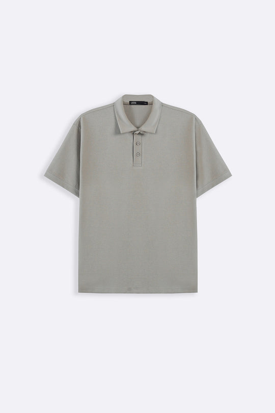 LIGHT GREY TENCEL COTTON POLO