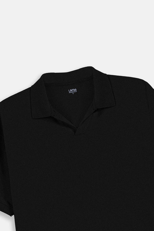 BLACK KNITTED POLO