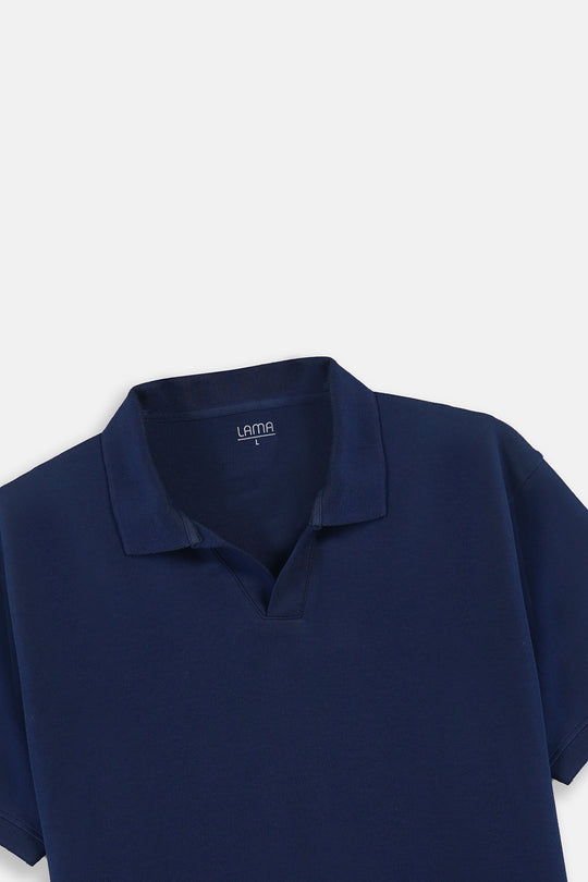 MID BLUE KNITTED POLO