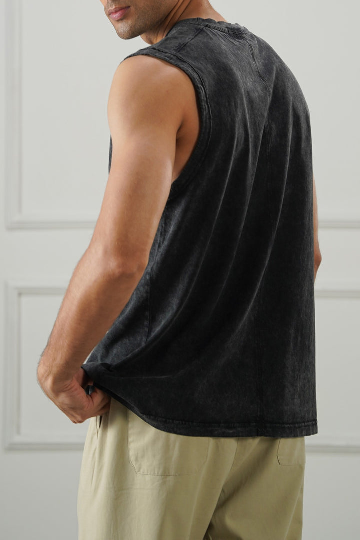 BLACK WASHED EFFECT TANK TOP