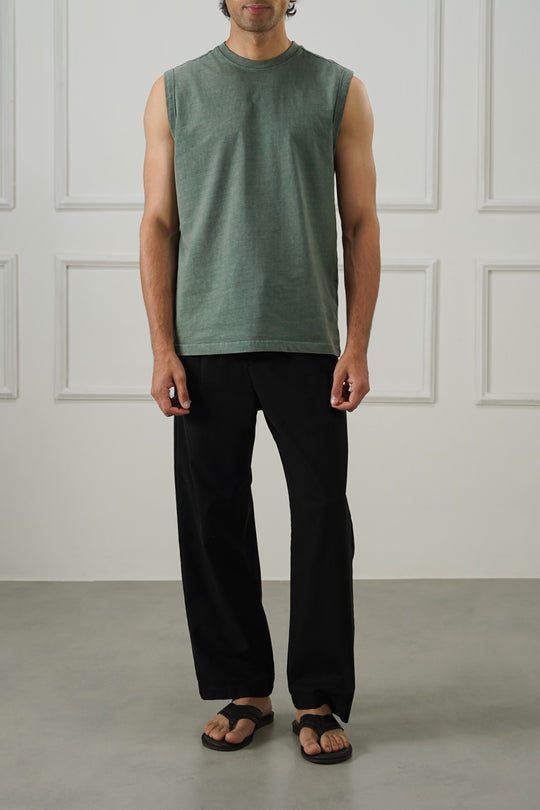 OLIVE WASHED EFFECT TANK TOP