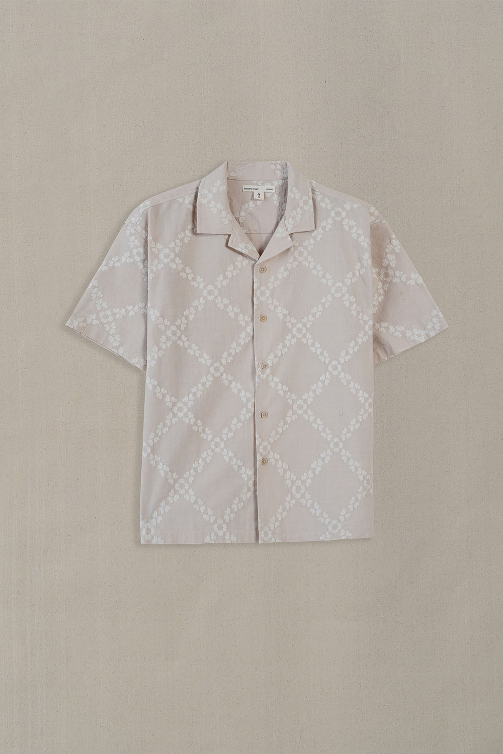BEIGE MONTEGO BAY EMBROIDERED SHIRT