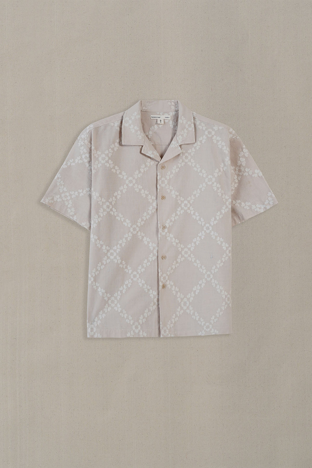 BEIGE MONTEGO BAY EMBROIDERED SHIRT