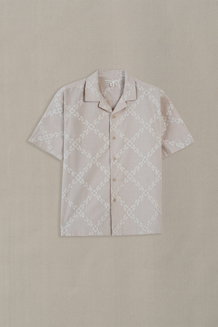 BEIGE MONTEGO BAY EMBROIDERED SHIRT