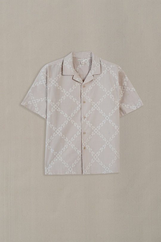 BEIGE MONTEGO BAY EMBROIDERED SHIRT