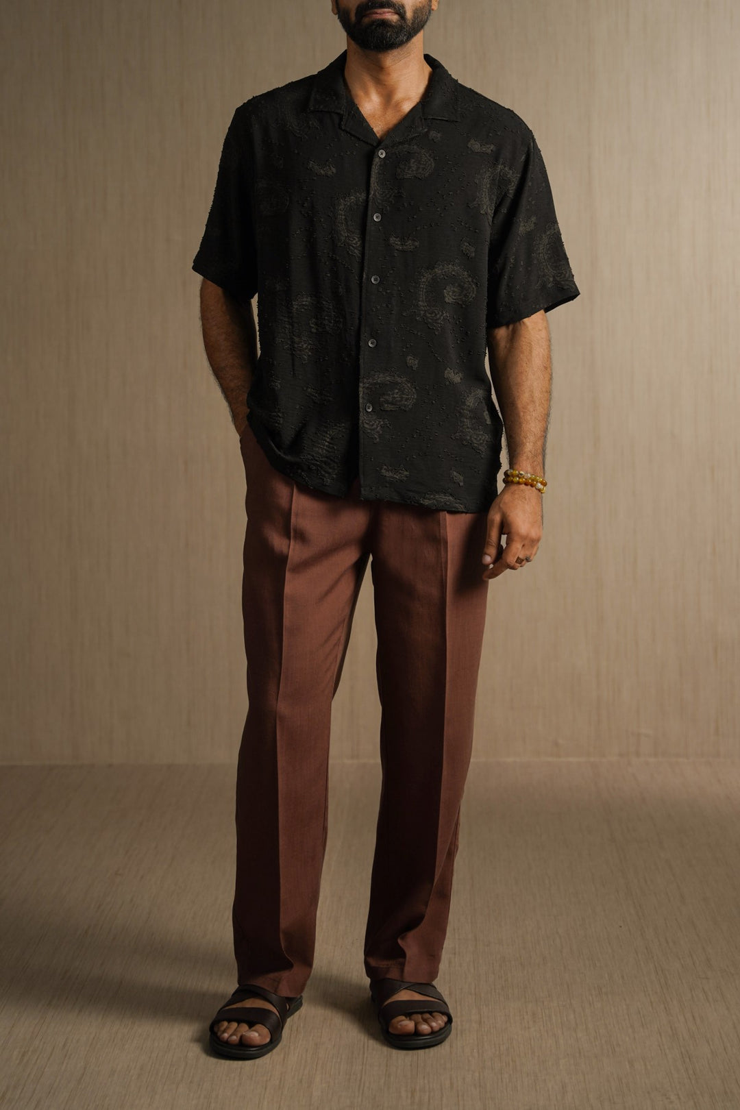 BLACK SHADOW TEXTURED SHIRT