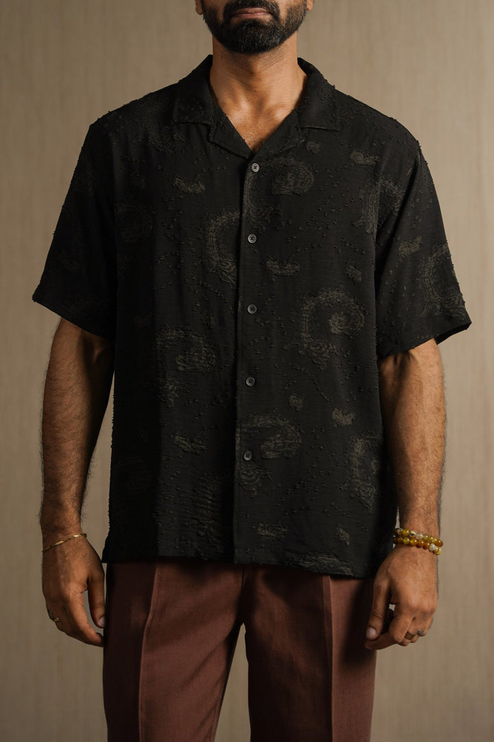 BLACK SHADOW TEXTURED SHIRT