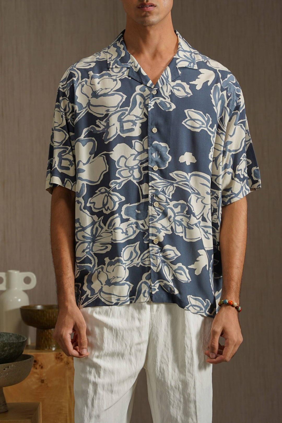 BLUE INK BLOOM SHIRT