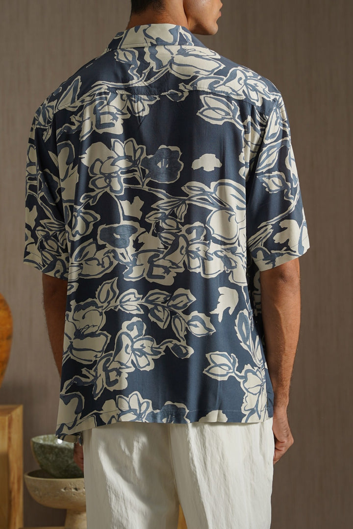 BLUE INK BLOOM SHIRT