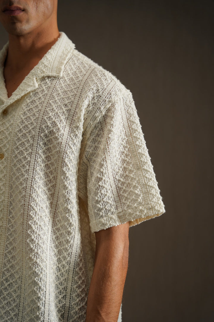 OFF WHITE TEXTURED RESORT SHIRT